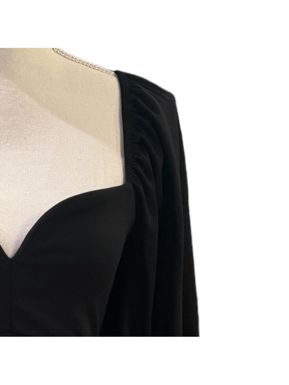 Susana Monaco Sweetheart Neck Puff Long Sleeve Dress Size M - Picture 11 of 11